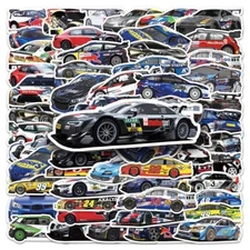 50pcs Waterproof Vinyl Racing Cars Stickers for Luggage, Laptops, Skateboard