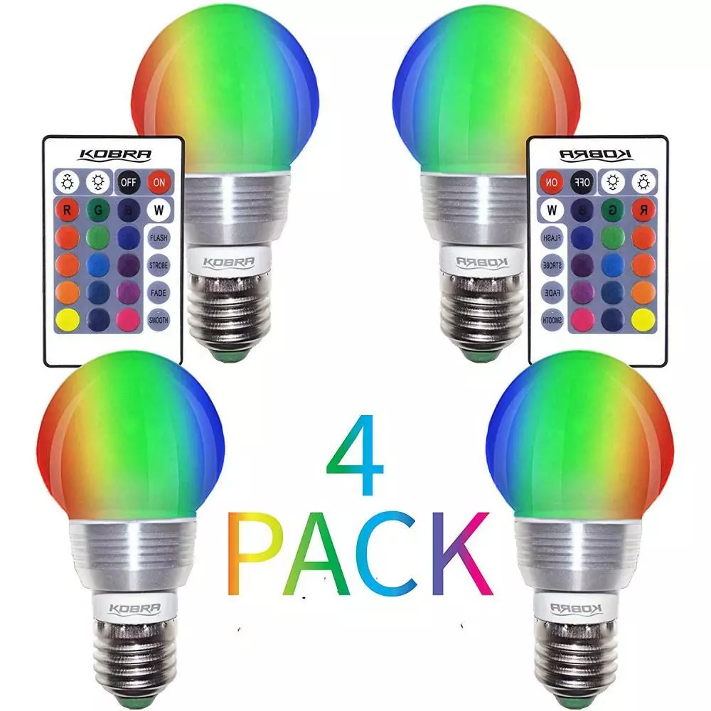 KOBRA LED Bulb Color Changing Light with Remote Control 4 Pack 16
