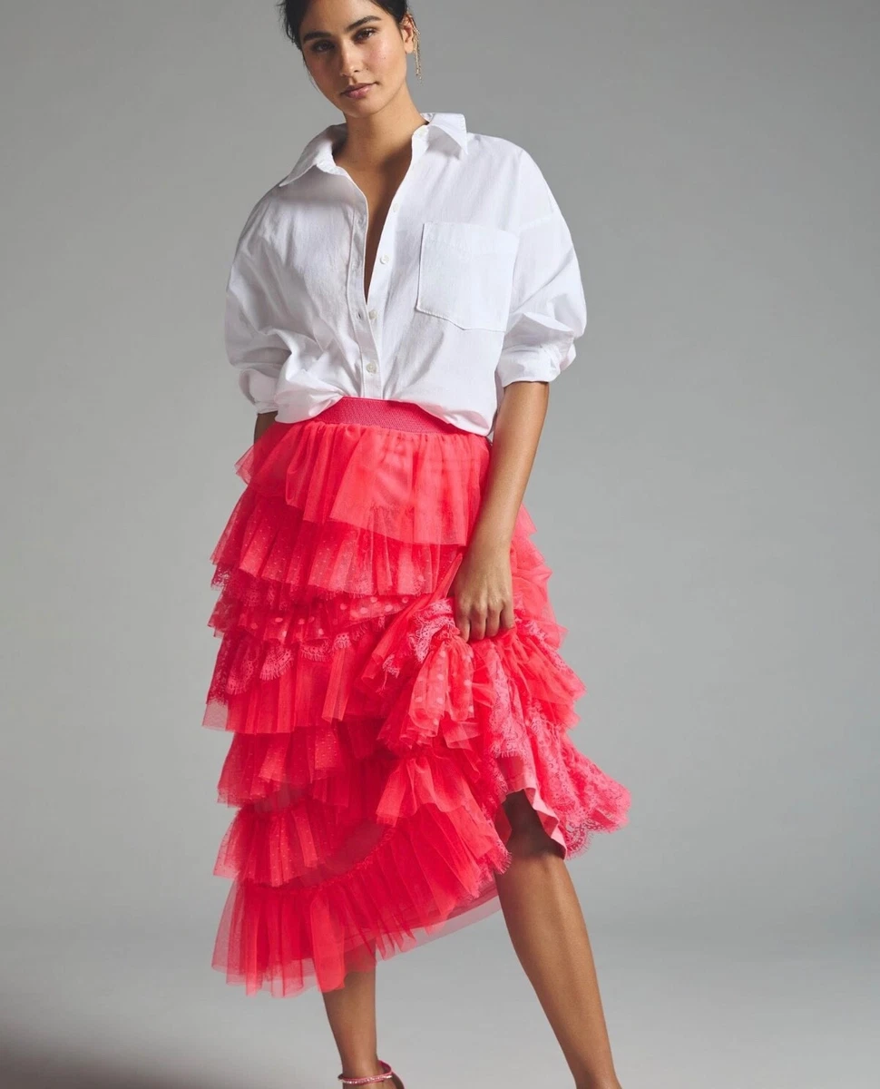 Hot pink top long ruffle skirt