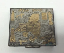 Vintage New York NY Makeup Powder Case Compact Mirror Tin Metal Souvenire Box