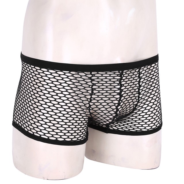 Mens Mesh Sheer Lounge Boxer Shorts Underwear Lightweight Trunks Briefs
