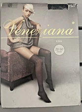 Mock Over The Knee Tights Veneziana Lisa black. 20-60 denier Size TG2 Made Italy