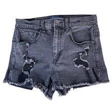 Aeropostale Womans Jean Shorts Size 4 Black Distressed Aero Cheeky Short