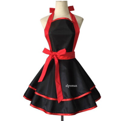 Women Chefs Maid Waterproof TPU Apron Lace Up Kitchen Baking Cooking Workwear