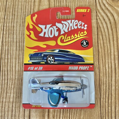 Hot Wheels AIRPLANE Classics Series 2 MADD PROPZ Chrome/Blue Variant #13/30 2005