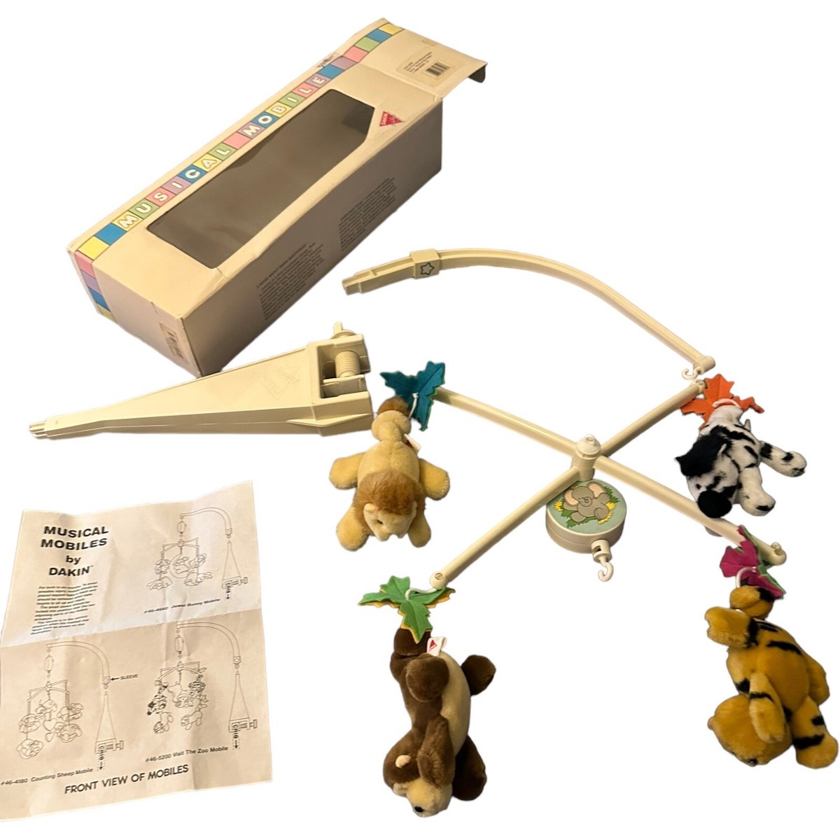Vintage 1989 Dankin Baby Zoo Animal Music Crib Mobile Nursery