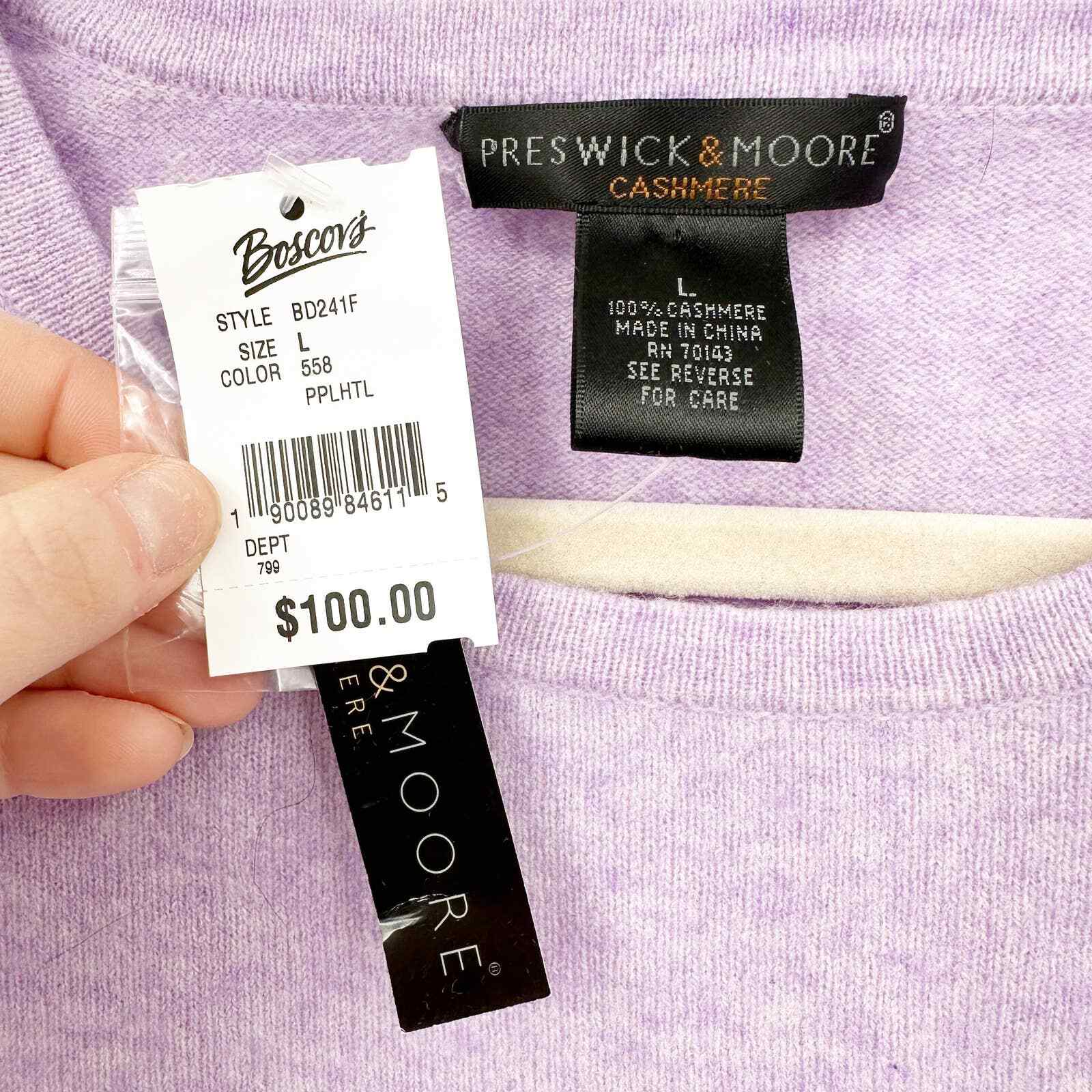 Preswick u0026amp; Moore Crewneck Pullover Long Sleeve Cashmere Sweater Purple  Large | eBay