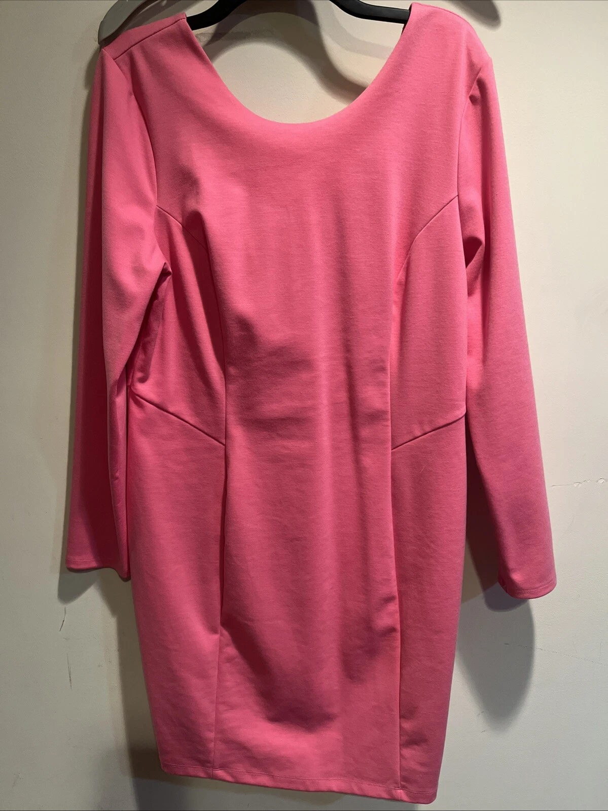 VALENTINO Abito Bodycon Jennifer Lopez Manica Lunga Foderato DonnaXL Rosa Azalea Riviera Chic