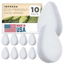 Impresa Facial Sponges for Cleansing and Exfoliating, 10 Pack