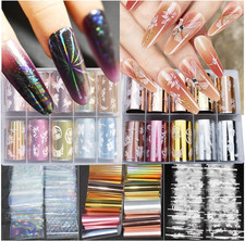 30 Rolls Nail Art Transfer Foils Set,10 Rolls Holographic Laser Aurora Nail Foil