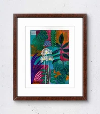 Original Abstract Floral Art 14x11 Paper Bold Color Matisse Inspired Painting