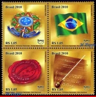 3147 BRAZIL 2010 UPAEP, FLAGS, NATIONAL ANTHEM, NATIONAL SYMBOLS, SET MNH