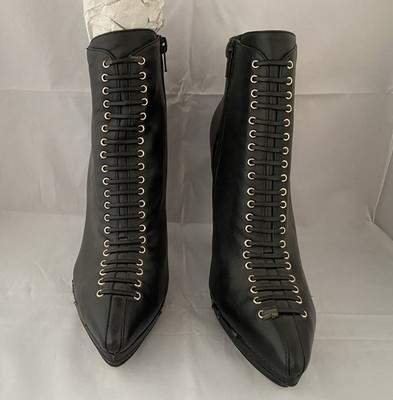 Jeffrey Campbell Ibiza Last Boot Heel Pointy Toe Lace Up Front Dario Size 9