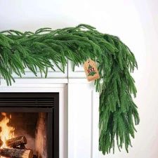 6 Ft Extra Full Christmas Norfolk Pine Garland Greenery Real Touch Decor