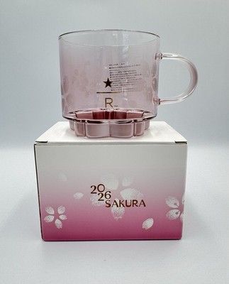 海外限定ベアリスタさくら ロースタリー東京のコースター付き2026 Starbucks Japan Tokyo Roastery Reserve Sakura 2026 Glass 12oz Mug