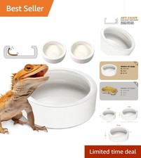 2 Pack Anti-Escape Ceramic Reptile Food Bowl   Perfect for Mealworms 2.75in