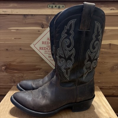 Double H Western Cowboy Boots Brown Leather Embroidered Mens 9D Made Mexico