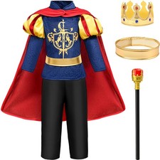 G.C Boys King Prince Charming Costume with Cape Kids Royal Dress Up Outfits Hall