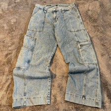Light wash denim Baggy Cargo Carpenter Skater pants Size 12