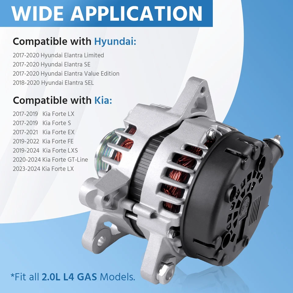 Alternator 150A Compatible with K-i-a Forte 2017-2024 L4 2.0L Foto 3 de 4