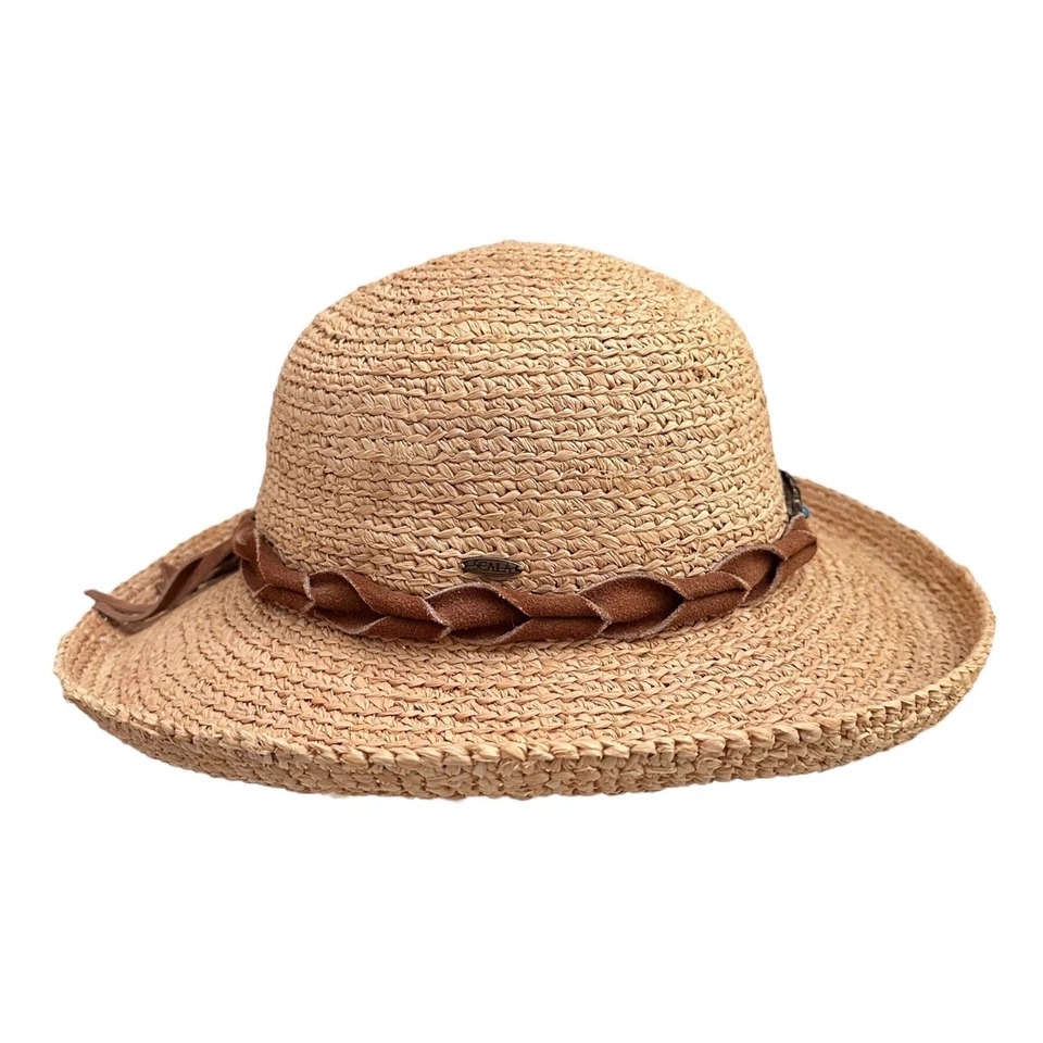 Sombrero de Paja Scala Collezione Marrón Gamuza Banda Boho Estilo Occidental Talla Única Foto 3 de 4