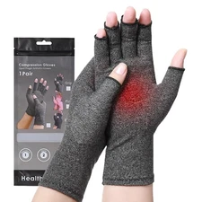 Bamboo Compression Arthritis Gloves for Men & Women - Fingerless Carpal Tunne...