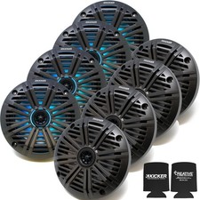 Kicker 6.5" LED Marine Speakers 4 Pair Charcoal Salt Water Grills OEM speakers