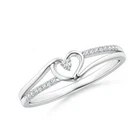 Angara Lab Grown Diamond Split Shank Heart Promise Ring in Silver Size 3-13