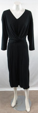 NWOT ZARA Basic Women's Black 3/4 Sleeve V-Neck Tie Back Midi Dress Size S#OS507