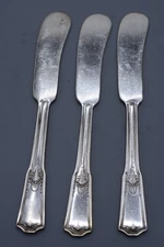 3-Pc Set International Silver SHAKESPEAR  Flat Handle Butter Spreader 5-5/8"