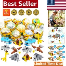 Colorful 12 Pcs Prefilled Easter Eggs - Safe Animal Building Toys for Kids
