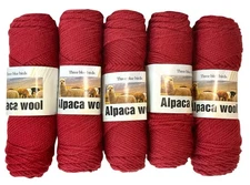 5-Three Blue Birds Alpaca Wool Yarn Skeins Red Orange 100 G Each