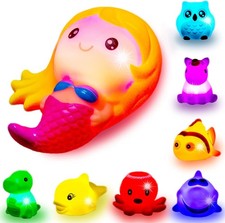 Bath Toys for Toddlers Baby 8 Pack Light Up - Bathtub Toy Flashing...