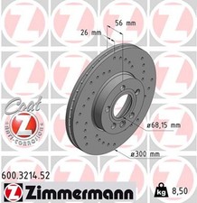 2x Bremsscheibe SPORT Z ZIMMERMANN 600.3214.52 für VW TRANSPORTER 1LB T4 7DB 70A