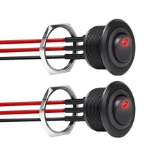 12V Aluminum Round Rocker Switch Red Lighted Toggle Switch 20A SPST 12V/24V O...