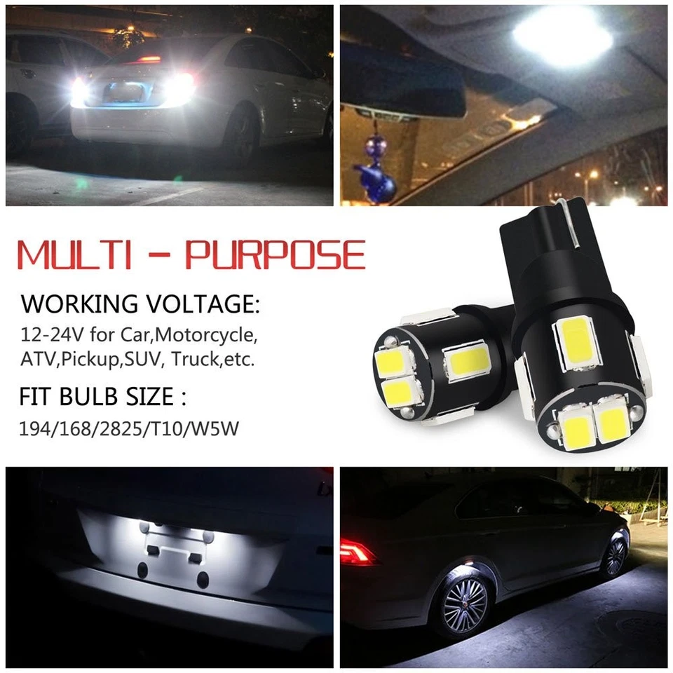 CANBUS 6000K Xenon White T10 LED Interior Light License Plate bulb W5W 2825 158 - Image 2 of 4