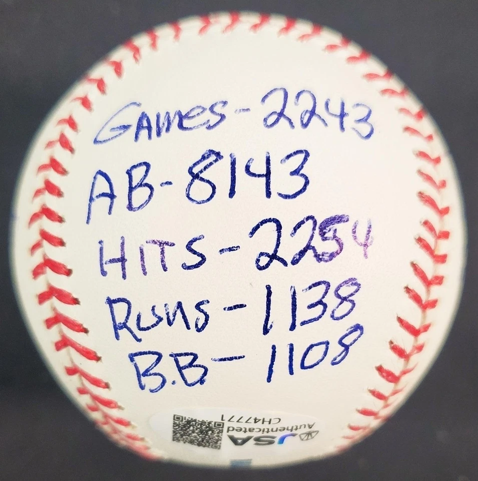 Ron Santo Cubs White SOX HOF Signed Autographed 14x's Stat OMLB Baseball - JSA - Image 3 of 4