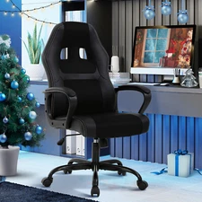 PU Leather Gaming Racing Chair Ergonomic Swivel Computer Office Desk Chair Black