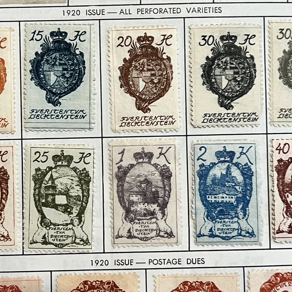 1920 LIECHTENSTEIN MINT STAMPS LOT ON ALBUM PAGE IMPERF, SETS, SHORT SETS - Image 4 of 4