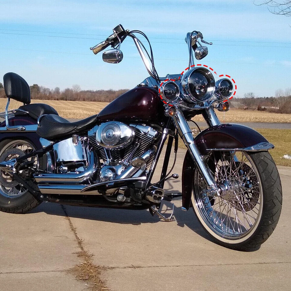 7-дюймовая светодиодная фара + проходные фары 4,5 дюйма для Harley Davidson Electra Glide Classic - Изображение 4 из 4