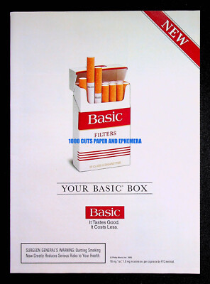 Basic Cigarettes 1996 Trade Print Magazine Ad Poster ADVERT