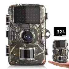 24MP 1440P Hunting Trail Camera Wildlife Waterproof Cam Night Vision+32GB Card