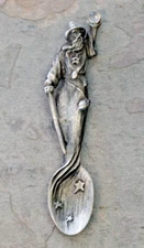 Maurus Gallo Pewter MERLIN the MAGICIAN w/CRYSTAL BALL 4-1/4" Miniature Spoon