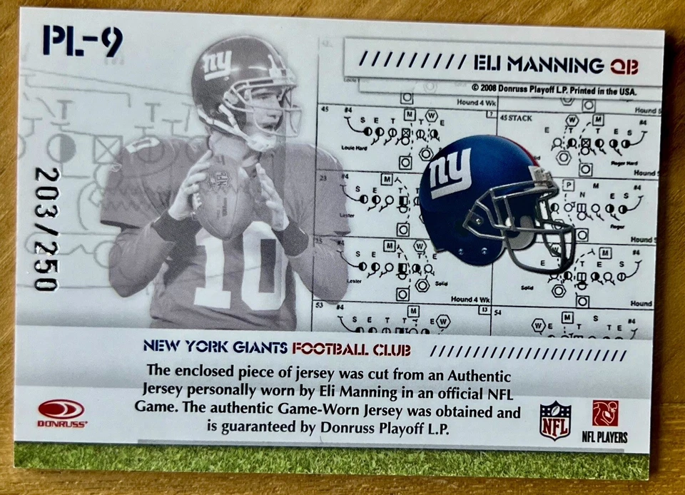 ELI MANNING 2008 Gridiron Gear PLAYBOOK "X" Game-Worn Jersey #/250 #PL-9 GIANTS - Image 2 of 2