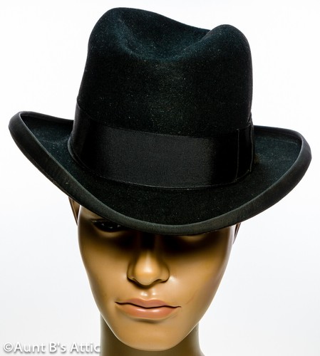 Homburg Hat Black Fur Felt 