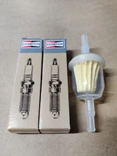 2 NEW Champion RC12YC spark plug & Fuel Filter for Lawn Mowers