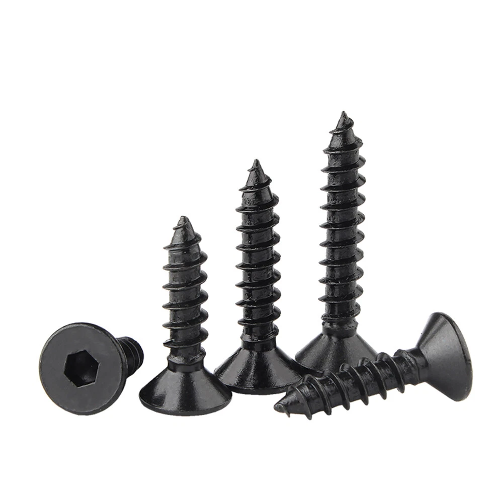 Hex Socket Countersunk Flat Head Self Tapping Screws Black 8.8 Steel M3 M4 M5 M6