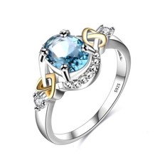 Blue Topaz .925 Silver Dainty Ring D7