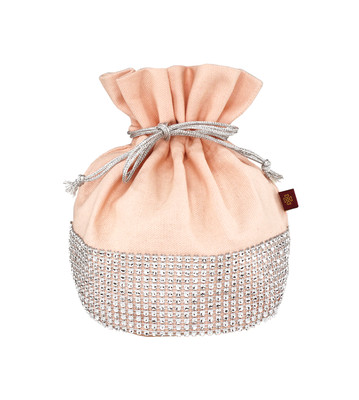 VERONICA Baumwolle Potli Geschenktasche - stilvolle rosa silber Handtasche Geschenkverpackung