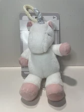 New Kellybaby Rattle Clip On Unicorn 10" Plush Baby Toy Cream Pink Horn